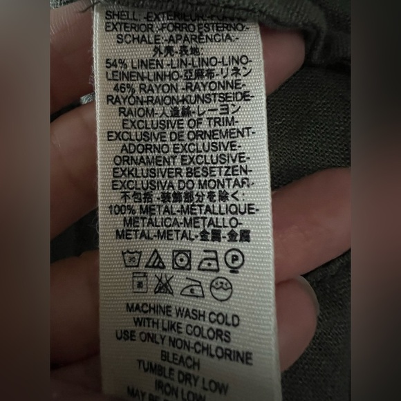 Free people cinched waist button detail olive army green linen blazer size xs - Picture 15 of 16